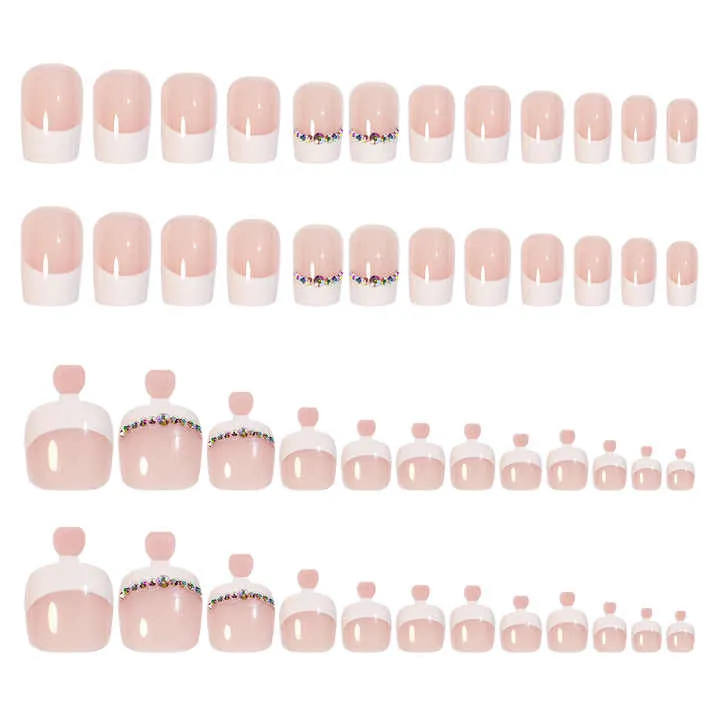 مجموعة أظافر صناعية لليدين والقدمين - Toe and Hand False Nail Set Nude Coffin