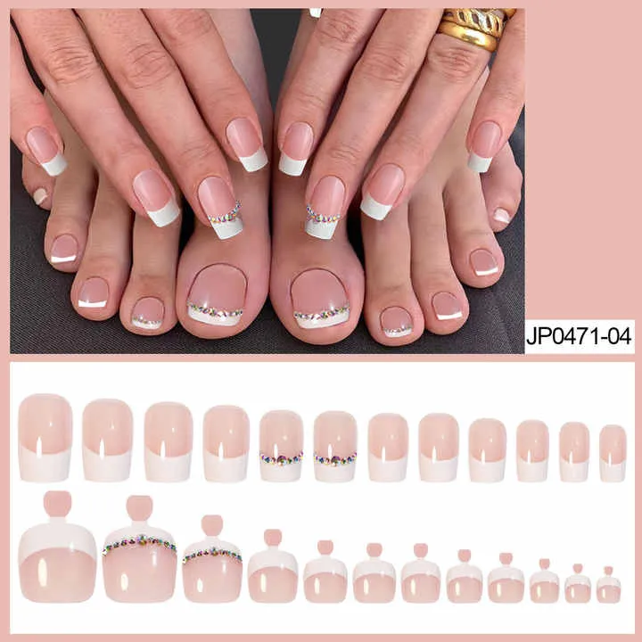 مجموعة أظافر صناعية لليدين والقدمين - Toe and Hand False Nail Set Nude Coffin