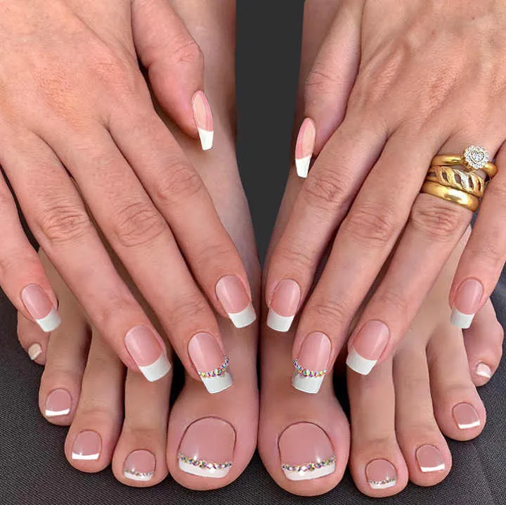 مجموعة أظافر صناعية لليدين والقدمين - Toe and Hand False Nail Set Nude Coffin