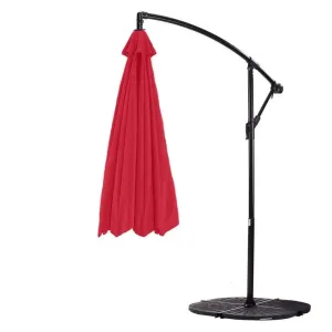 10ft Cantilever Hanging Umbrella 8 Rib Replacement Canopy Red