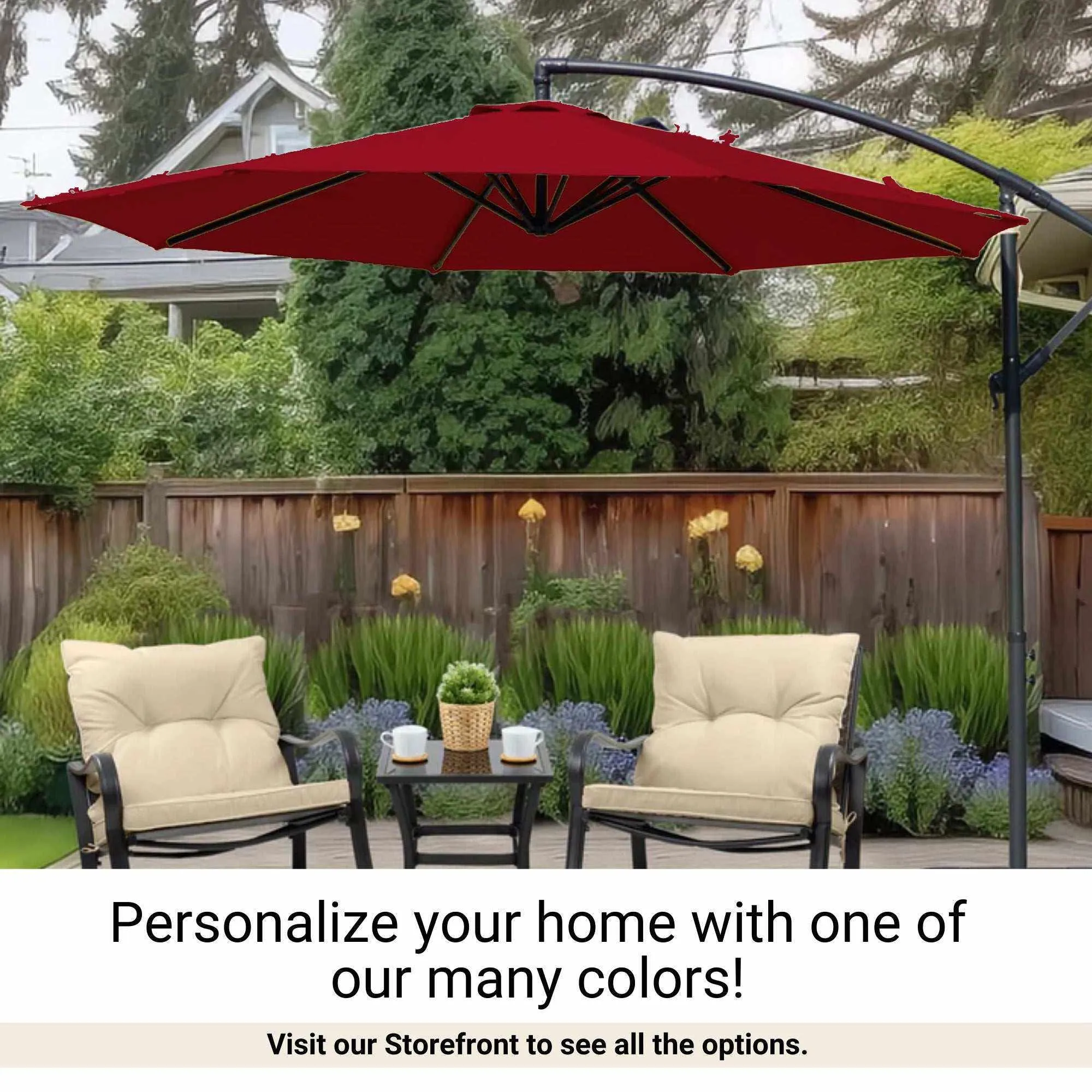 11ft Cantilever Hanging Umbrella 8 Rib Replacement Canopy Jockey Red