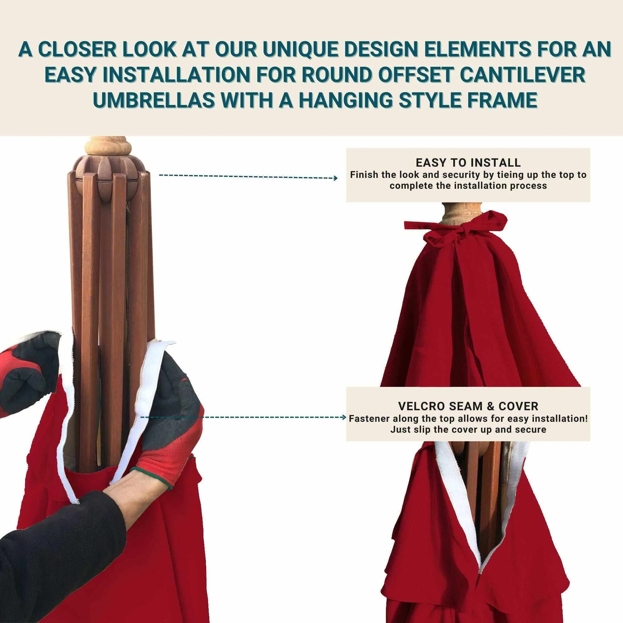 11ft Cantilever Hanging Umbrella 8 Rib Replacement Canopy Jockey Red