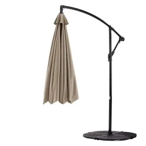 11ft Cantilever Hanging Umbrella 8 Rib Replacement Canopy Taupe