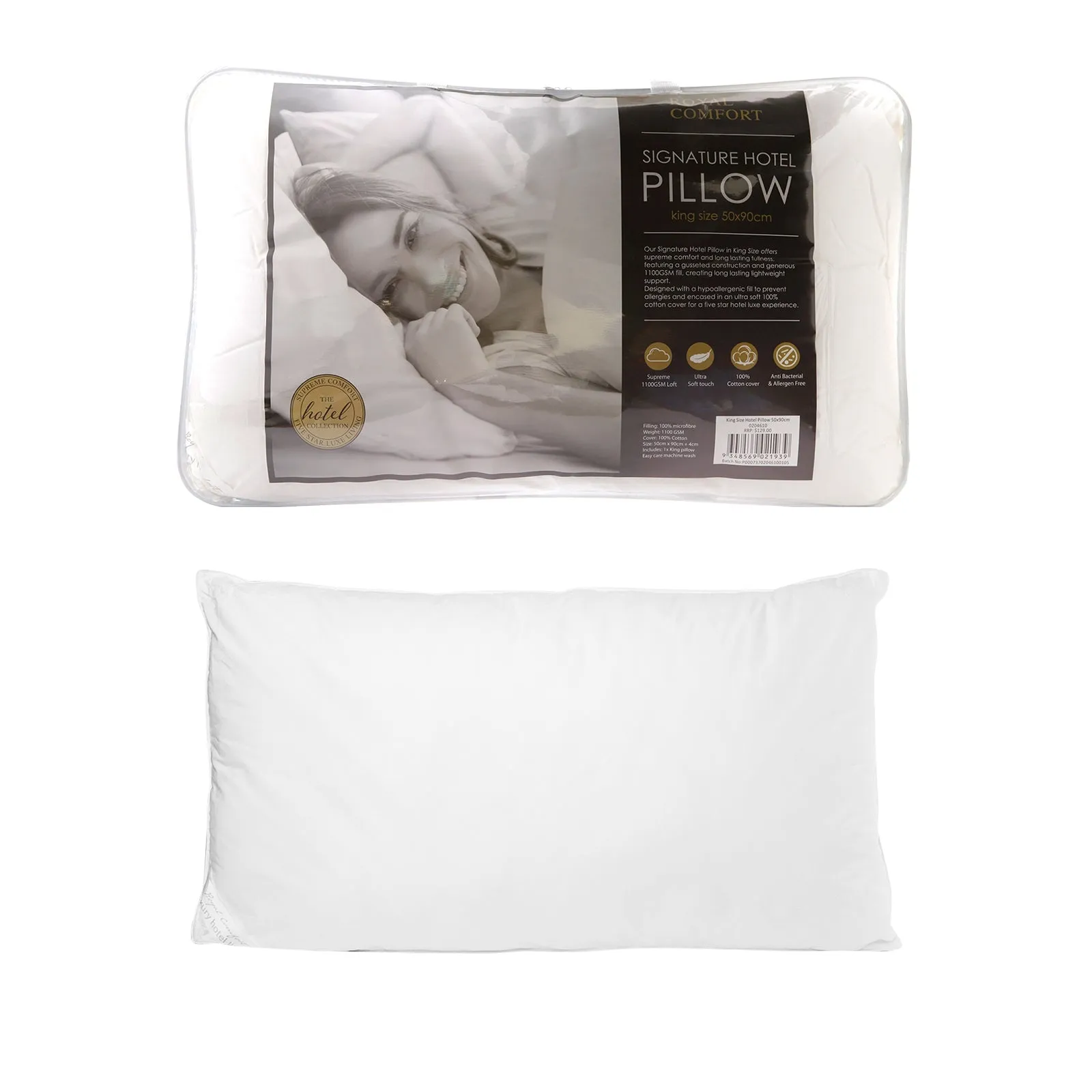 2 Pack Cotton Cover | 233TC Microfibre Luxury Signature Hotel Pillow