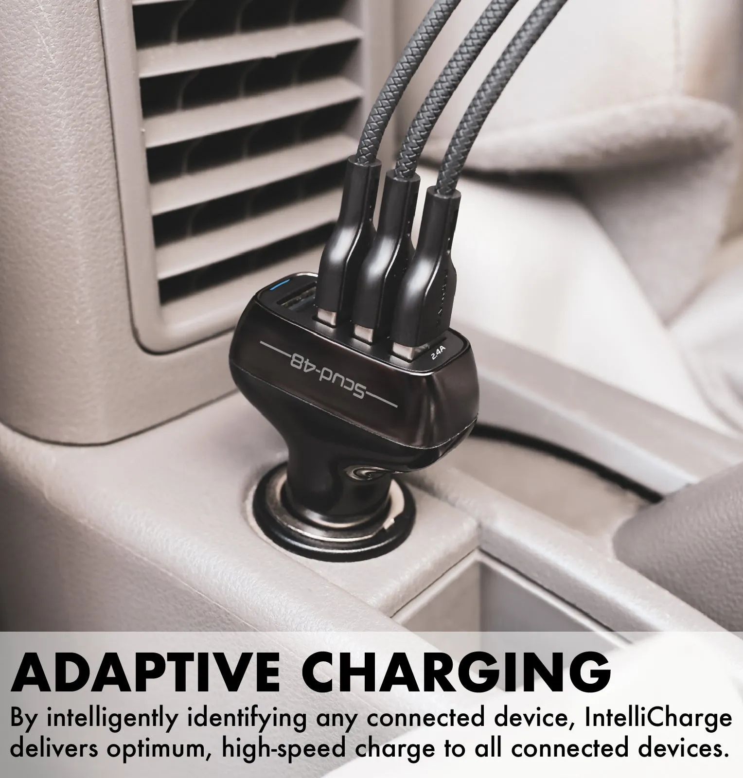 48W Fast Charging 4-Port Rapid USB Car Charger