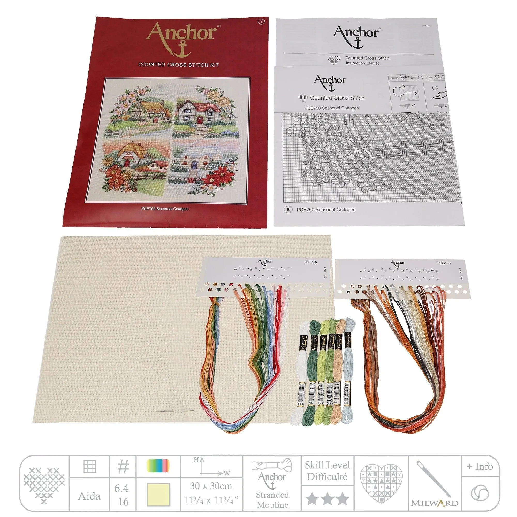 Anchor Cross Stitch Kit - Seasonal Cottages