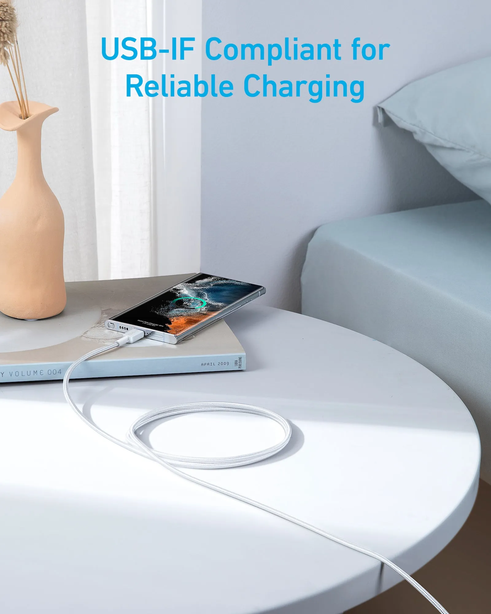 Anker 322 Braided USB-C To USB-C 3' Cable - White