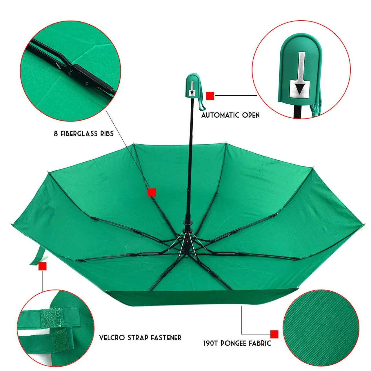 Auto Open Compact Solid Color Travel Umbrella - Orange