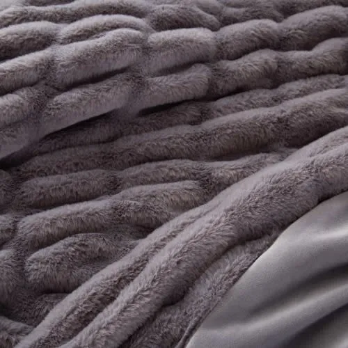 Berkshire Collection Faux Fur Plush Throw Blanket - 60"x70"- Gray