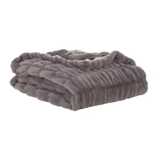 Berkshire Collection Faux Fur Plush Throw Blanket - 60"x70"- Gray