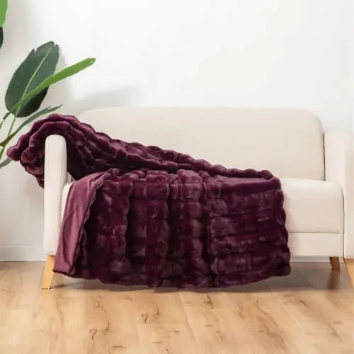 Berkshire Collection Faux Fur Plush Throw Blanket - 60"x70" - Purple