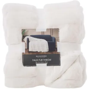Berkshire Collection Faux Fur Plush Throw Blanket - 60"x70" - White