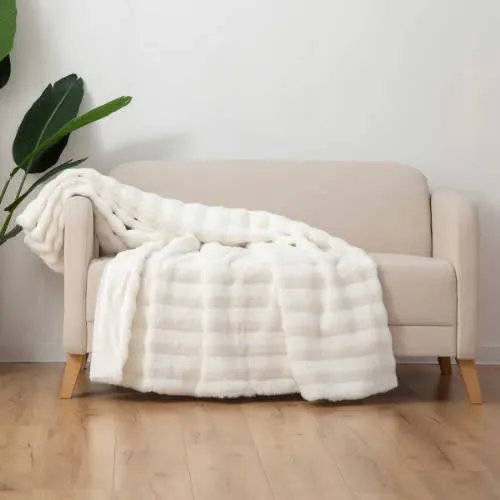 Berkshire Collection Faux Fur Plush Throw Blanket - 60"x70" - White