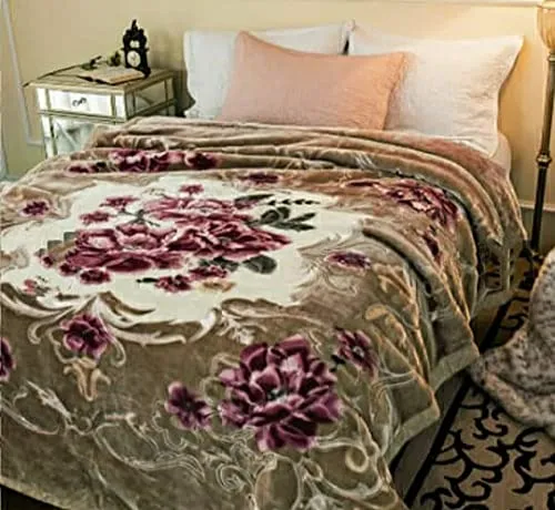 Bezzilish Home y Soft Floral Double Bed Embossed Double Ply Mink Blanket for Winters - Embossed Design That Will Enhance Your Room with Vibrant Attractive - (Multicolor)