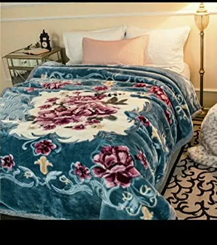 Bezzilish Home y Soft Floral Double Bed Embossed Double Ply Mink Blanket for Winters - Embossed Design That Will Enhance Your Room with Vibrant Attractive - (Multicolor)