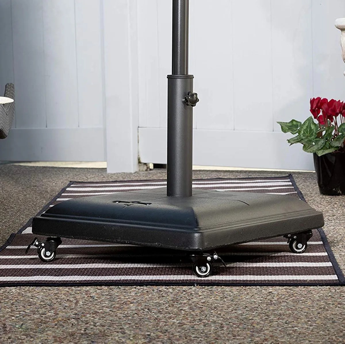 Bond 76 lb Concrete Umbrella Base with Locking Wheels Collapsible Handles 59618