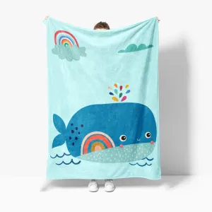 Cartoon Whale Print Flannel Blanket