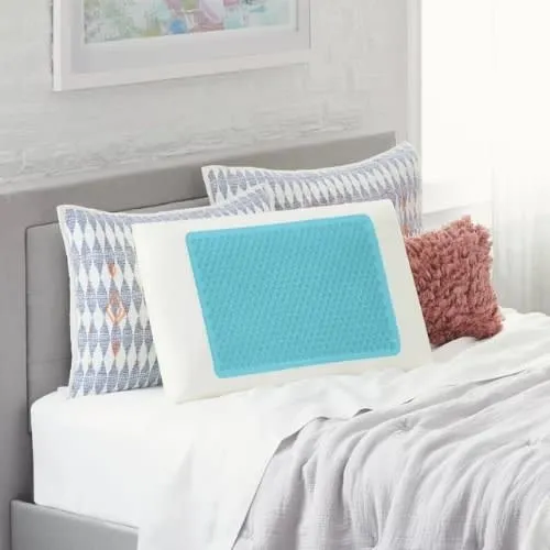 Comfort Revolution Originals Blue Bubble Gel   Memory Foam Cooling Bed Pillow - Queen Size