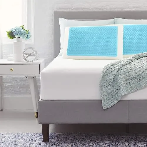 Comfort Revolution Originals Blue Bubble Gel   Memory Foam Cooling Bed Pillow - Queen Size