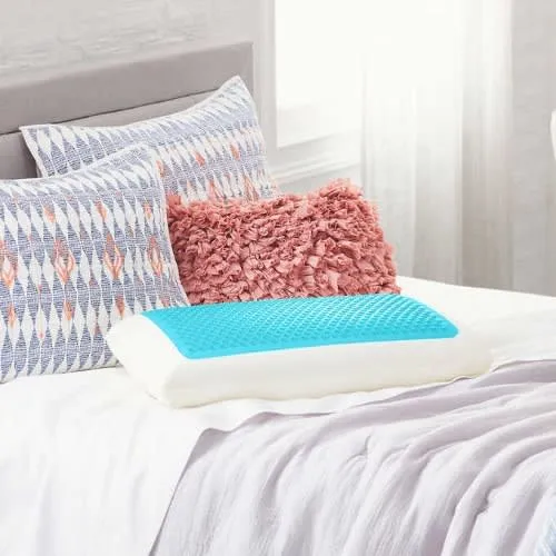 Comfort Revolution Originals Blue Bubble Gel   Memory Foam Cooling Bed Pillow - Queen Size