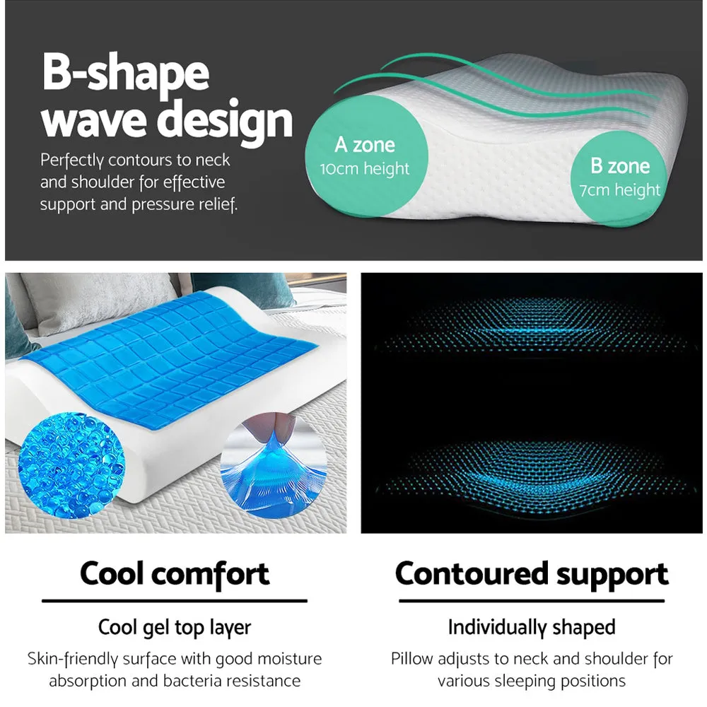 Cool Gel Contour Memory Foam Pillows Twin Pack - Giselle Bedding
