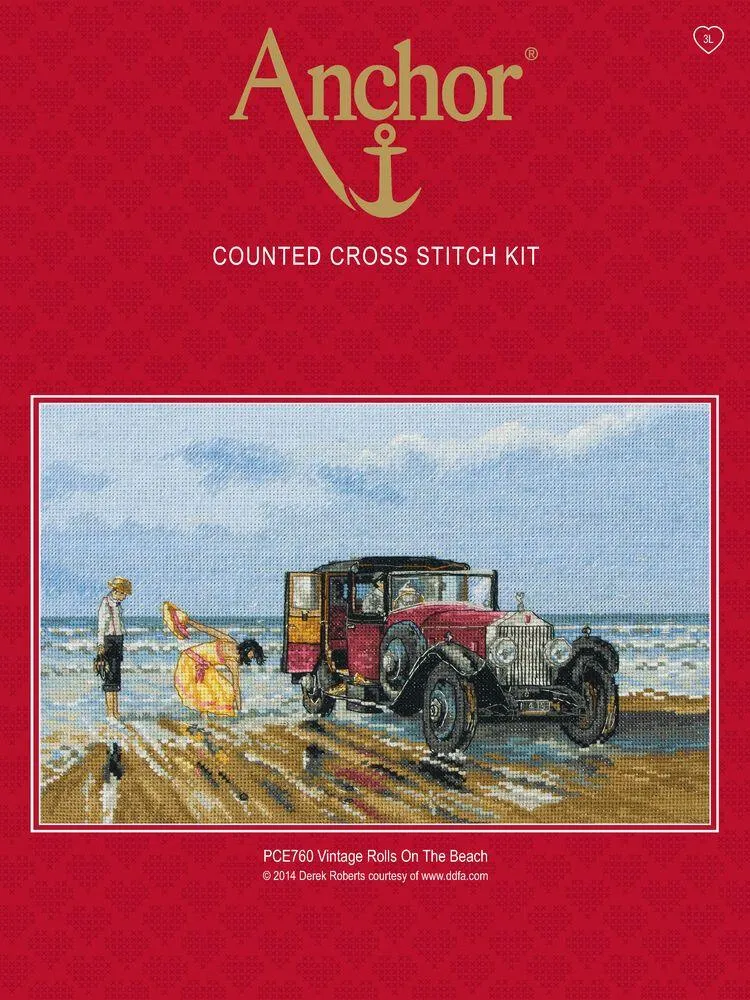 Cross Stitch Kit Anchor - Vintage Rolls On The Beach