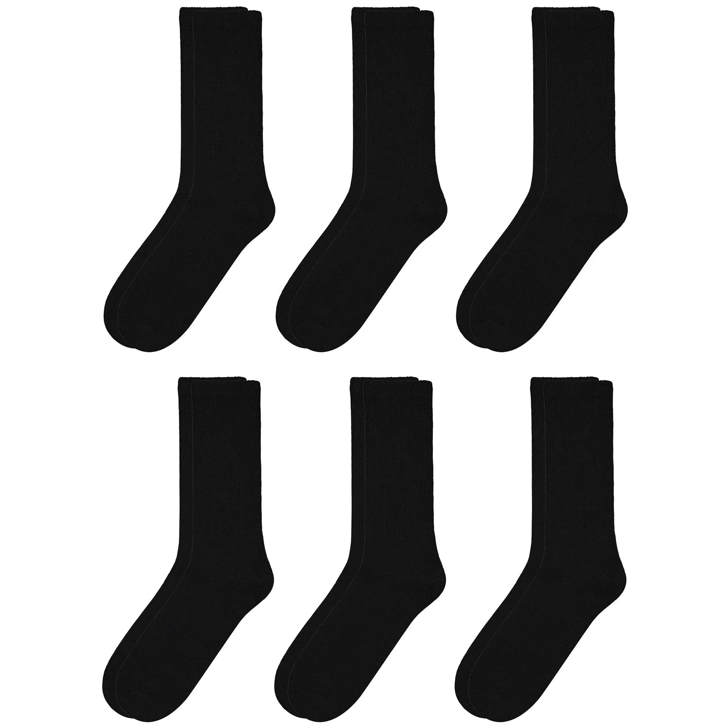 Falari Women Diabetic Socks Diabetes Edema and Circulatory Loose Fitting Cotton Crew Socks - 6 Pairs Black