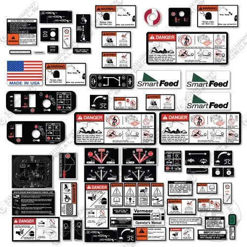 Fits Vermeer Caution Decals Safety Stickers Kit