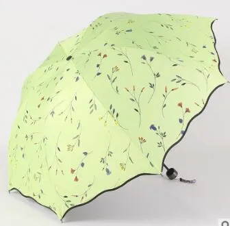 Flower Women's Umbrella Folding Wind Resistant Summer Sun Umbrella Parasol UV Protection Flower Women's Umbrella
