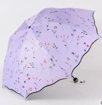 Flower Women's Umbrella Folding Wind Resistant Summer Sun Umbrella Parasol UV Protection Flower Women's Umbrella