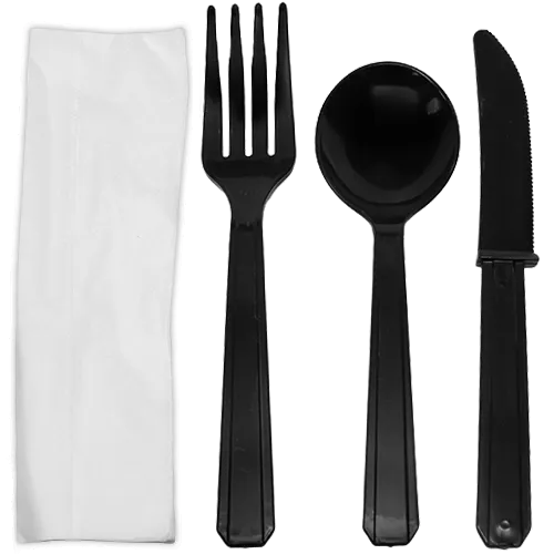 Karat PS Plastic Heavy Weight Cutlery Kits, Black - 250 kits