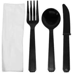 Karat PS Plastic Heavy Weight Cutlery Kits, Black - 250 kits
