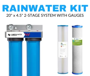 Land & Water 2-Stage Whole House Rainwater Filtration System 20" x 4.5" with Standard Cartridge Kit