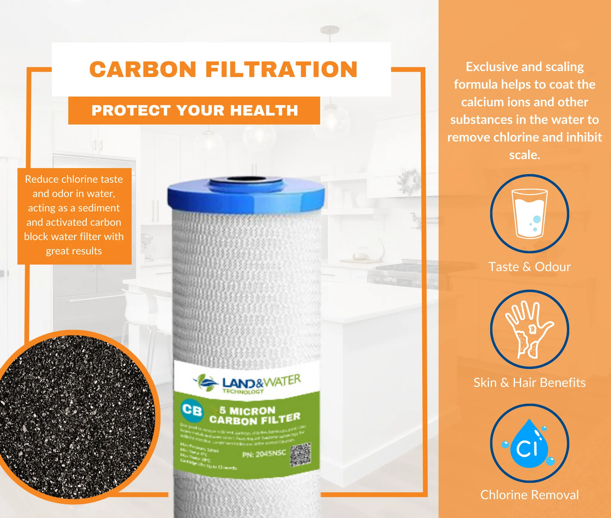 Land & Water 2-Stage Whole House Rainwater Filtration System 20" x 4.5" with Standard Cartridge Kit