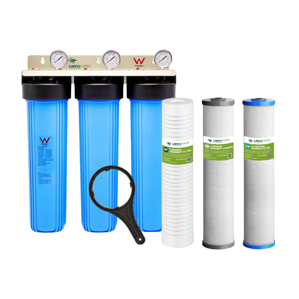 Land & Water 3-Stage Complete Home Water Filtration Budget System 20" x 4.5" with Standard Cartridge Kit
