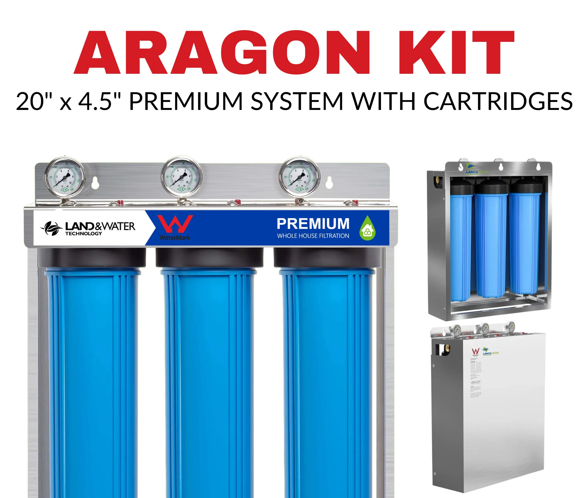 Land & Water 3-Stage Filtration Premium System 20" x 4.5" with SS Cover, Frame & Aragon Kit
