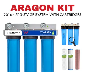 Land & Water 3-Stage Water Filtration Budget System 20" x 4.5" with Aragon Kit