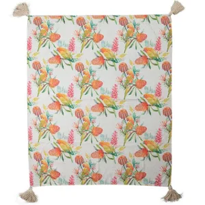 Lorikeet Chenille Cotton Print Throw - 125cm x 150cm