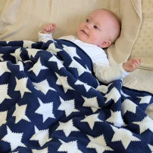 Navy & White Stars Baby Blanket