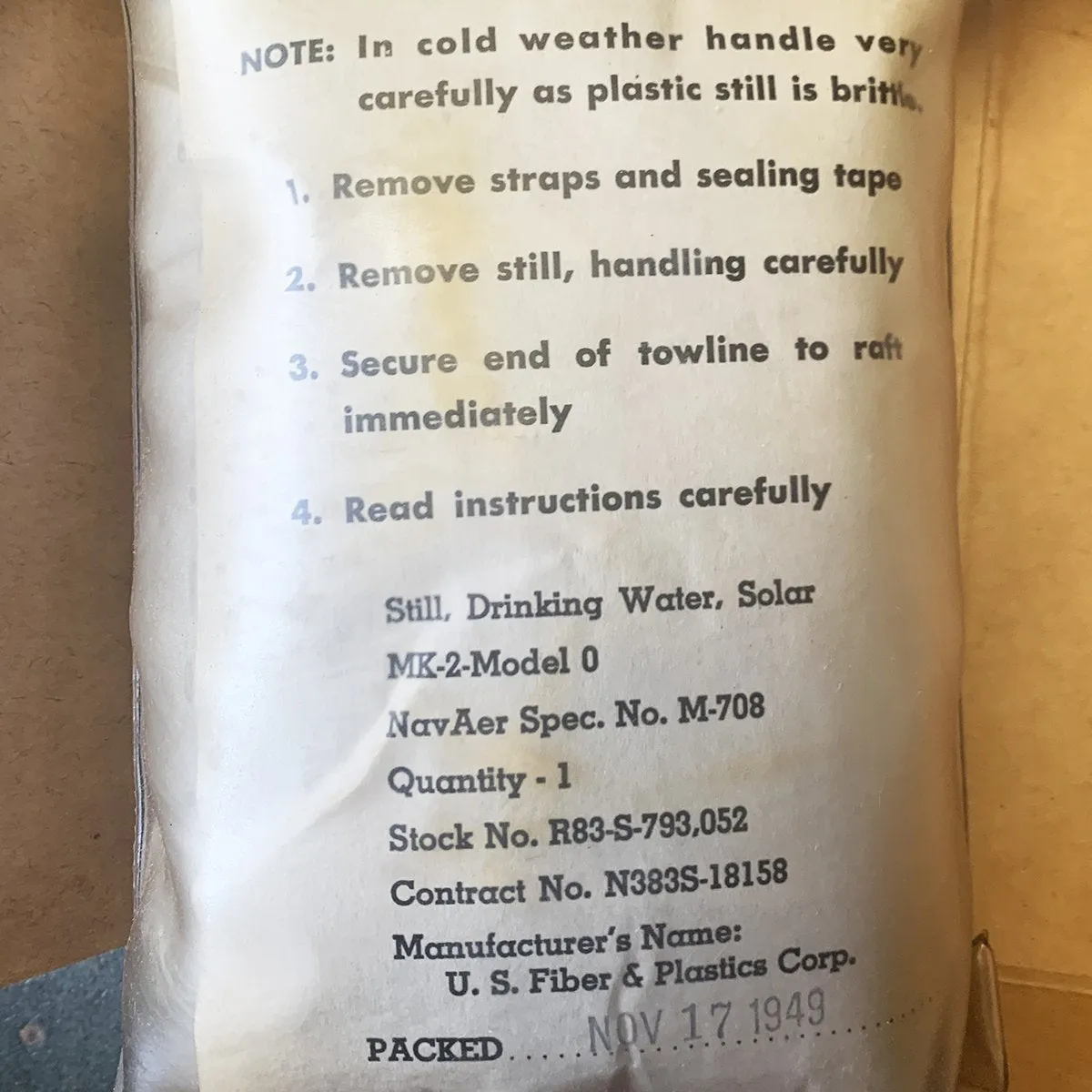 Original Korean War Era U.S. Navy and Air Force Saltwater Survival Kit
