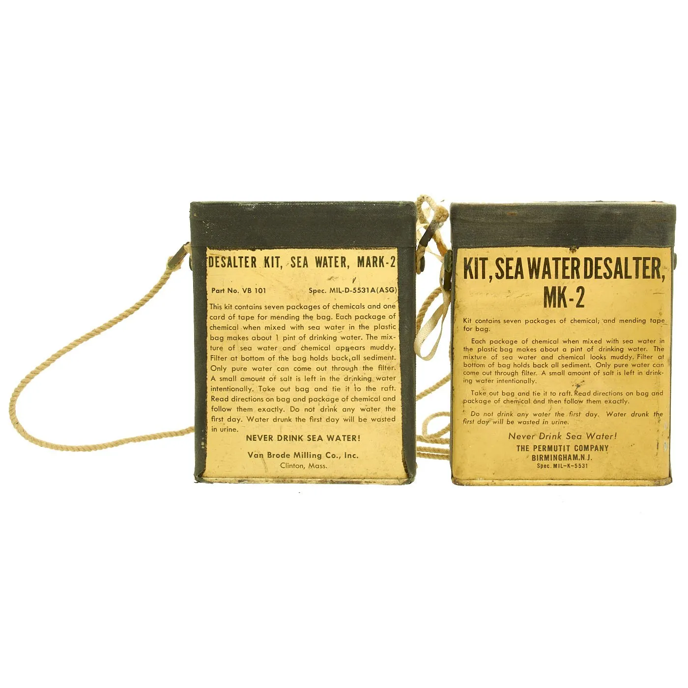 Original Korean War Era U.S. Navy and Air Force Saltwater Survival Kit