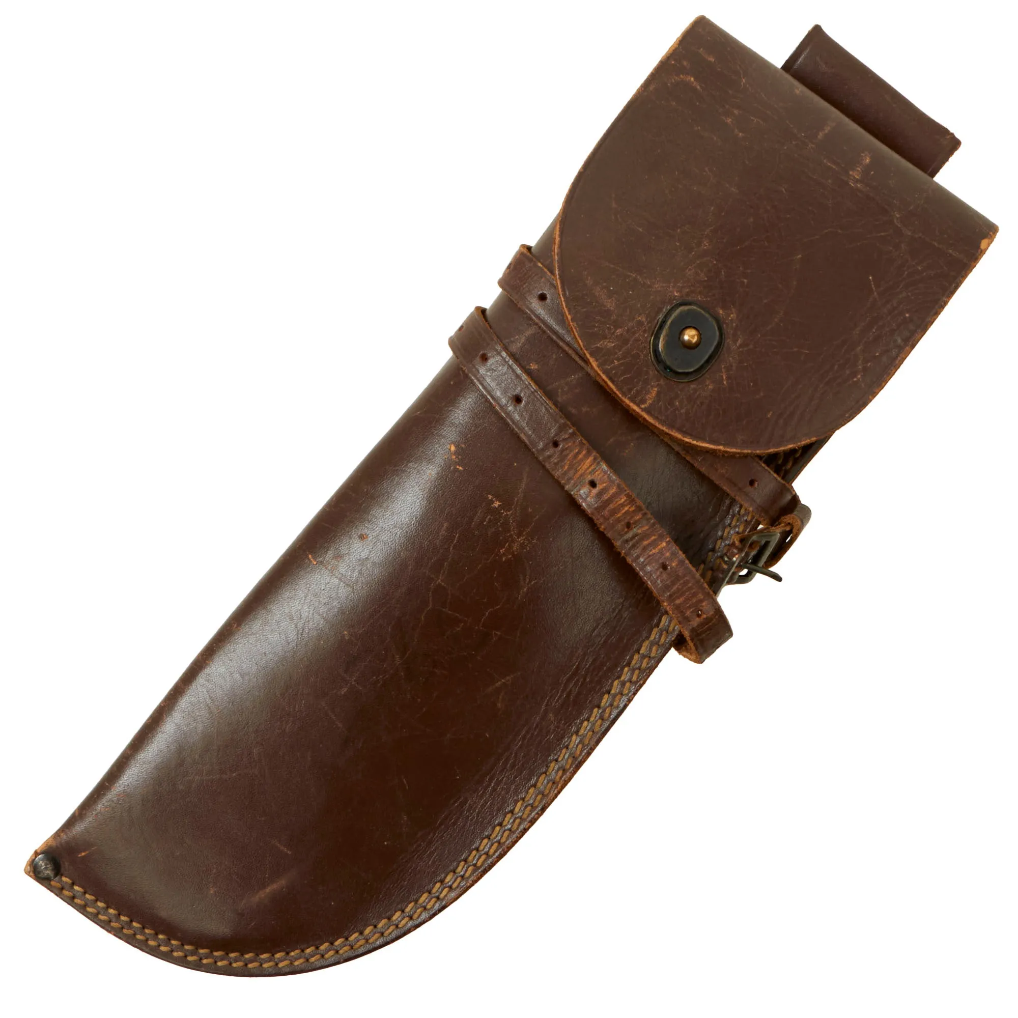 Original U.S. WWII USAAF Airmen's Folding Survival Machete by Cattaraugus with Rare Blade Guard and Leather Carry Scabbard