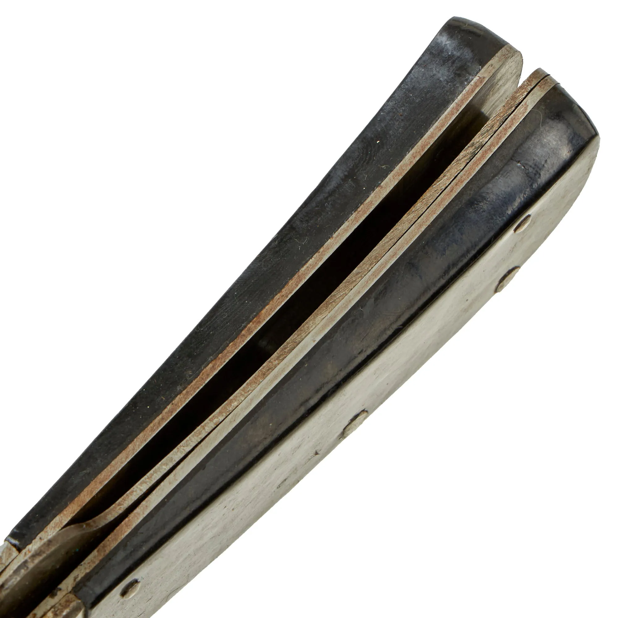 Original U.S. WWII USAAF Airmen's Folding Survival Machete by Cattaraugus with Rare Blade Guard and Leather Carry Scabbard