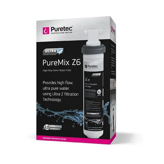 Puretec PureMix Z6 High Flow Inline Undersink Water Filter Kit (0.1 micron/9.5LPM)