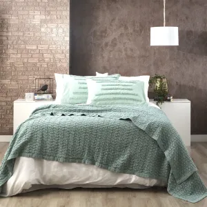 Renee Taylor Lexico Cotton Waffle Blankets - Sage