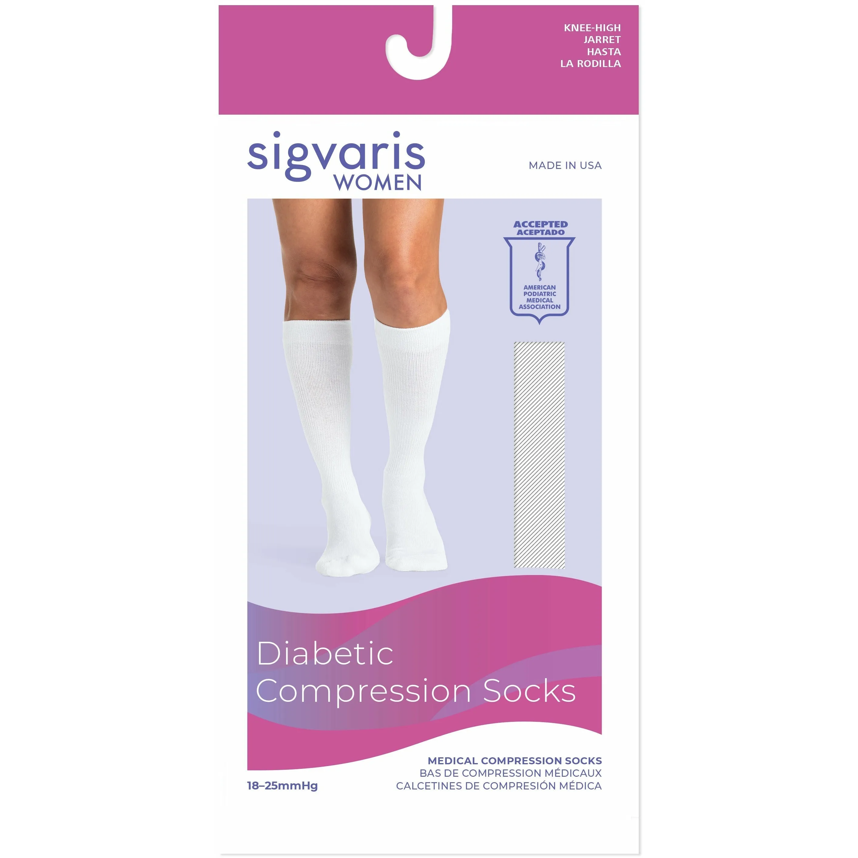Sigvaris Diabetic Compression Socks Women's Knee High 18-25 mmHg