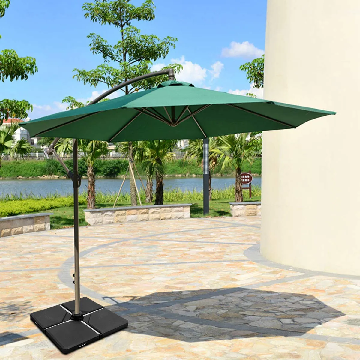 Tangkula 4PCS Patio Cantilever Offset Umbrella Base Weight Stand, 38" x 38" Umbrella Base