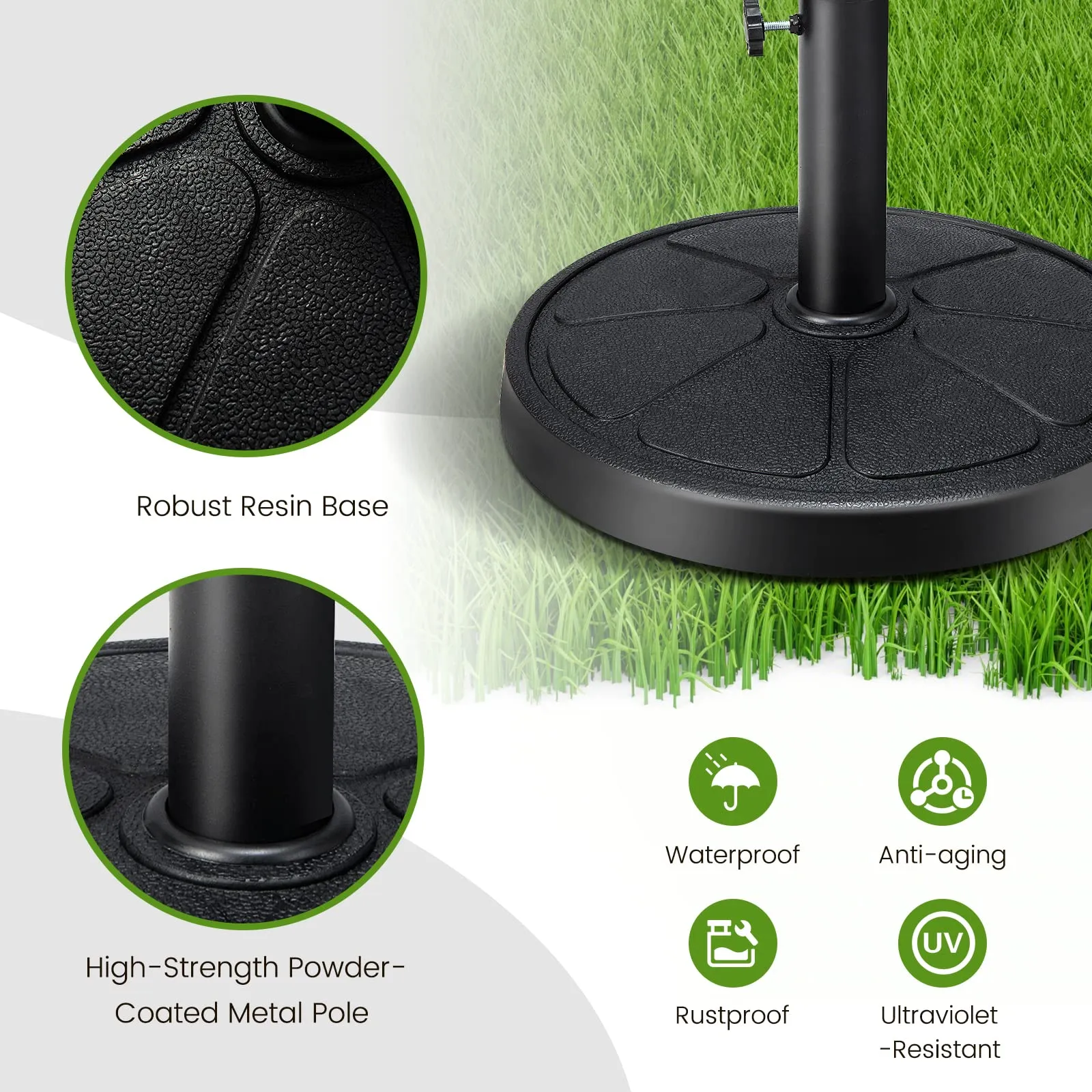 Tangkula Umbrella Base, 31 lbs Capacity Heavy-Duty Patio Outdoor Round Umbrella Stand for 9 ft Umbrella