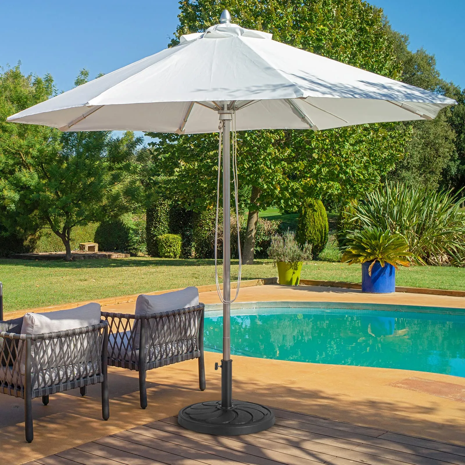 Tangkula Umbrella Base, 31 lbs Capacity Heavy-Duty Patio Outdoor Round Umbrella Stand for 9 ft Umbrella