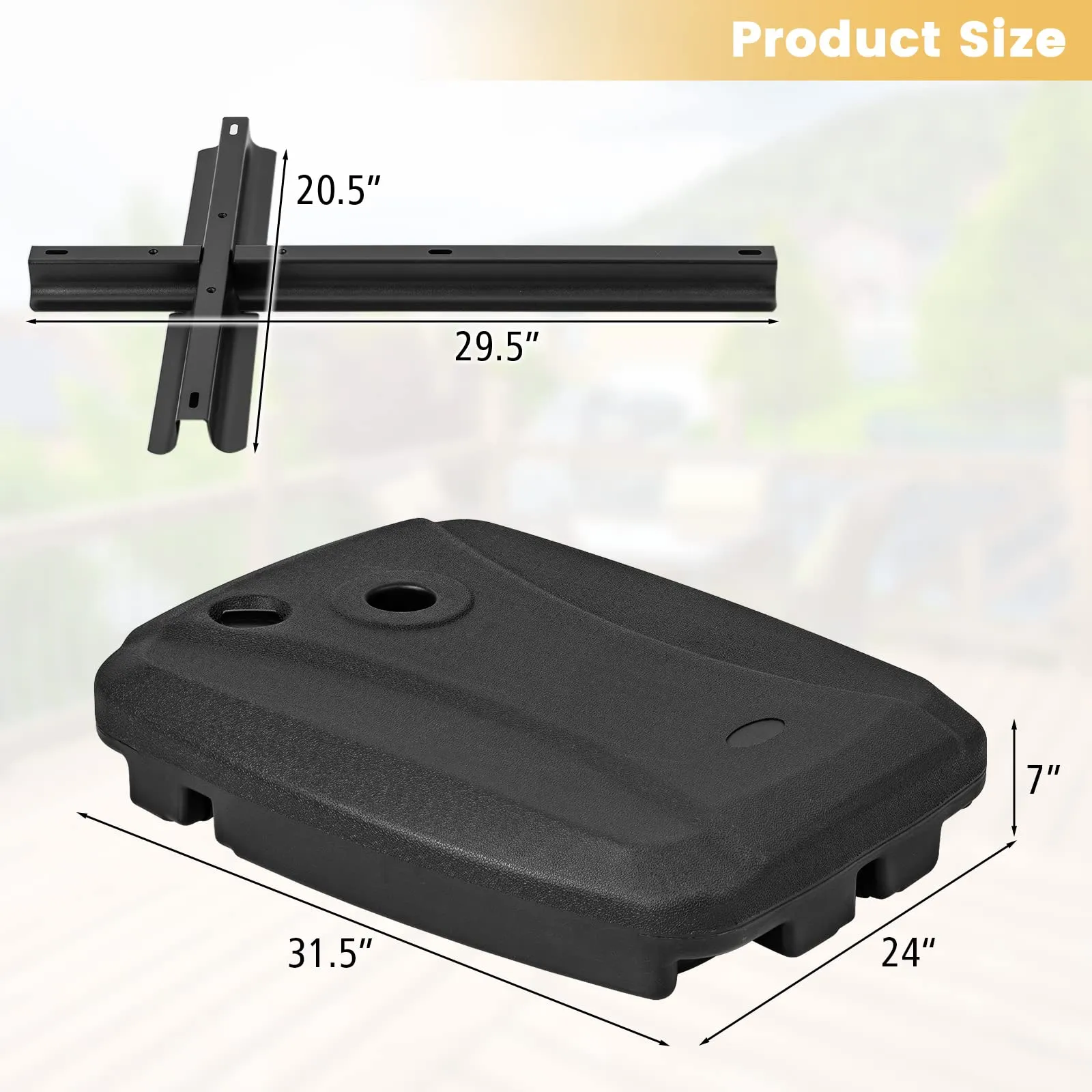 Tangkula Universal Offset Umbrella Base, Water & Sand Filled Heavy Duty Base with Cross Base & Wheels